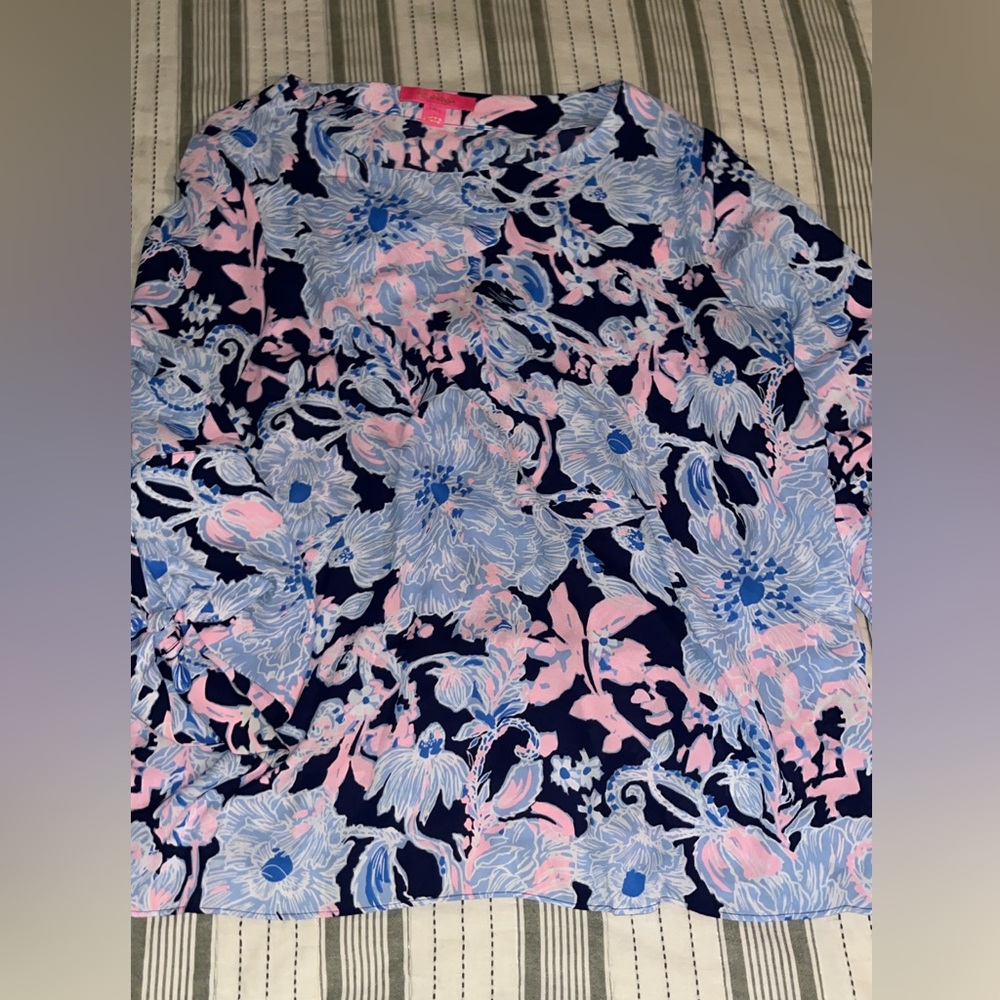 Lilly Pulitzer Floral Top in Pink and Blue